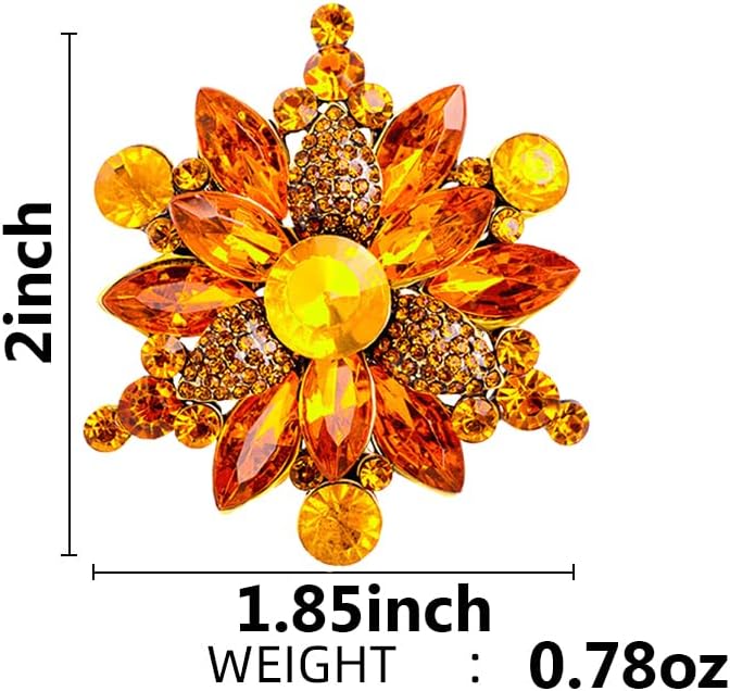 Rhinestone Flower Brooch Pin for Women Red Black Purple Flower Broochs Pin Hat Christmas Brooch Jewelry