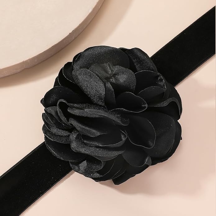 Flower Choker Necklace for Women Vintage Rose Flower Necklace Velvet Ribbon Camellia Floral Choker Necklaces Elegant Summer Necklace Jewelry for Retro Weddings 90s Costume Parties Holiday
