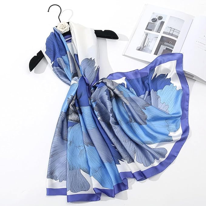 Clysoru Silk Scarf For Women Hair Scarves Lightweight Satin Elegant Shawl Wraps Bufanda Mujer Fashion Accessories 70.8"X35.4"