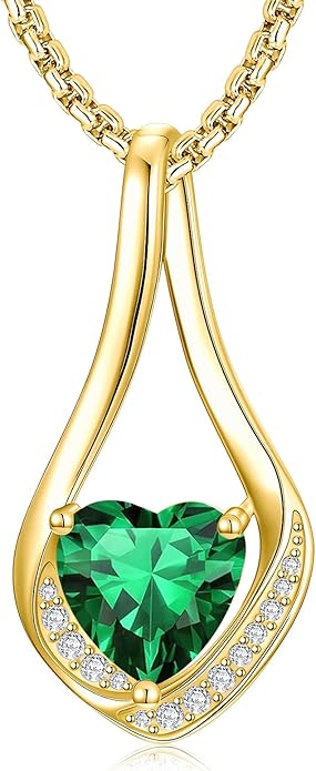 Birthstone Necklaces for Women,18k Yellow/White Gold Plated Forever Love Heart Infinity Pendant Necklace Anniversary Jewelry Christmas Birthday Gifts for Women Her Wife Girlfriend
