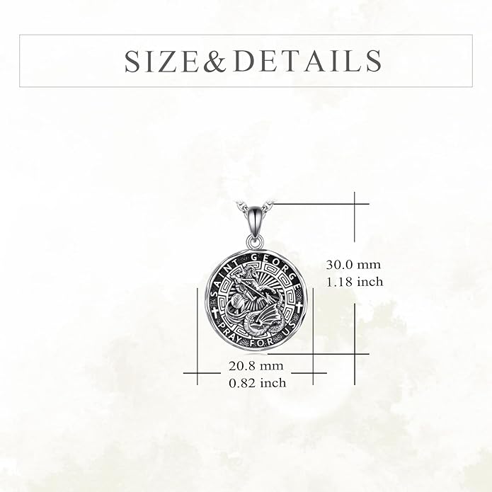 YFN Patron Saint Necklace Sterling Silver Amulet Medal Pendant Religious Protector Jewelry Gifts for Women Men