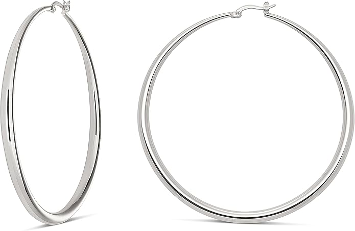 MILLA 14K Gold Hoop Earrings For Women, Silver Hoop Earrings & Rose Gold Earrings with Graduated Curvature