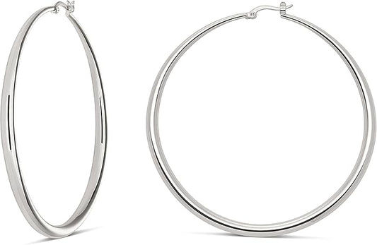 MILLA 14K Gold Hoop Earrings For Women, Silver Hoop Earrings & Rose Gold Earrings with Graduated Curvature