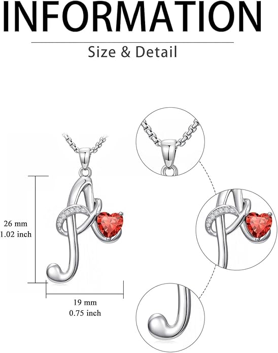 Christmas Gifts for Women Alphabet A to Z Initial Birthstone Pendant Necklaces for Women - 18k White Gold Plated Personalized Name Jewelry Valentine Mothers Day Birthday Gifts for Women Her Girlfriend