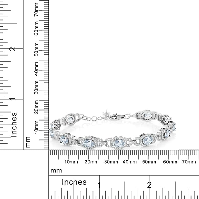 Gem Stone King 7-14 Cttw Oval Gemstone Birthstone Tennis Bracelet For Women | 925 Sterling Silver | Oval 6X4MM | 7 Inch With 1 Inch Extender | Fine Jewelry Gifts for Her Mom Women Wife