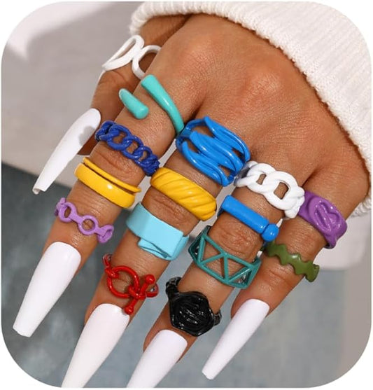 iF YOU 25 Pcs Gold Knuckle Ring Set for Women, Chunky Stackable Finger Midi Rings, Silver Simple Stacking Cute Rings Pack Trendy Stuff Jewelry Gift