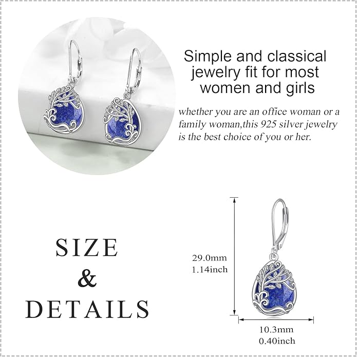 Moonstone Filigree Drop Dangle Teardrop Earrings 925 Sterling Silver Moonstone Leverback Earrings for Women Jewelry Gifts