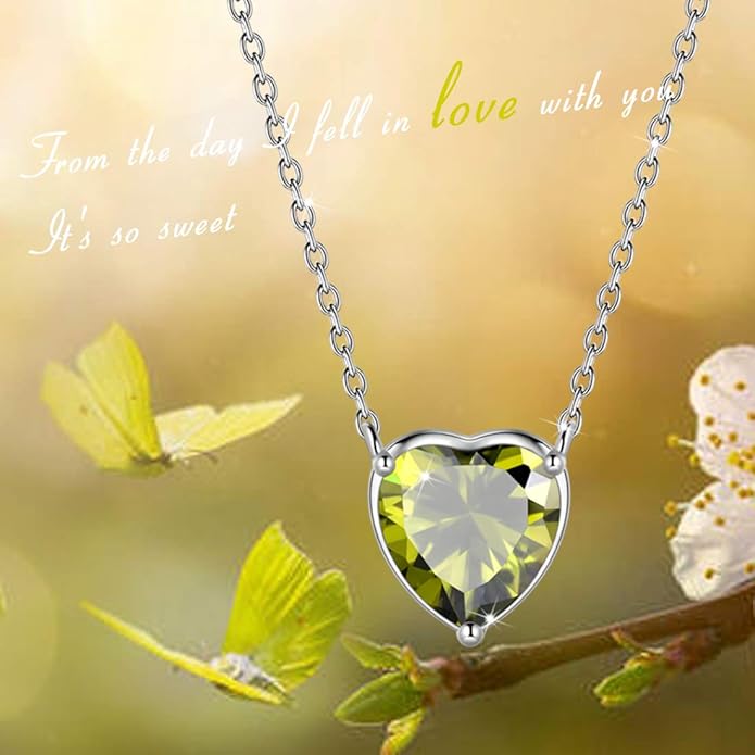 Aurora Tears 925 Sterling Silver 12 Birthstone Hearts Jewelry Women Crystal Wedding/Engagement/Bridal Heart Necklace/Earring/Ring/Bracelet Sets Jewellery