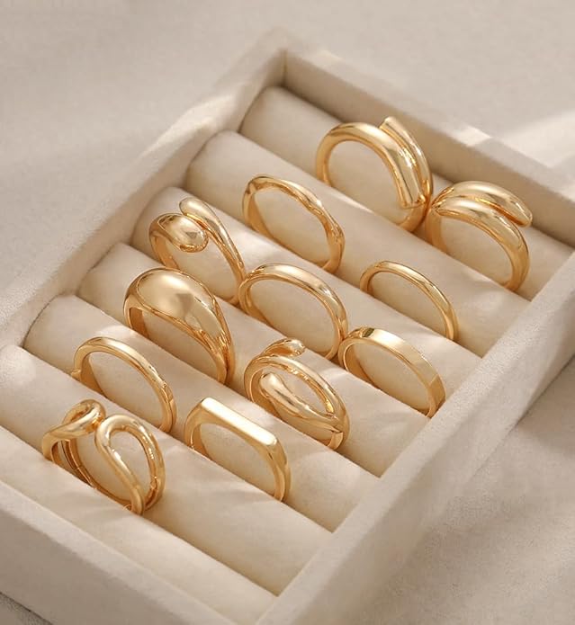 iF YOU 25 Pcs Gold Knuckle Ring Set for Women, Chunky Stackable Finger Midi Rings, Silver Simple Stacking Cute Rings Pack Trendy Stuff Jewelry Gift