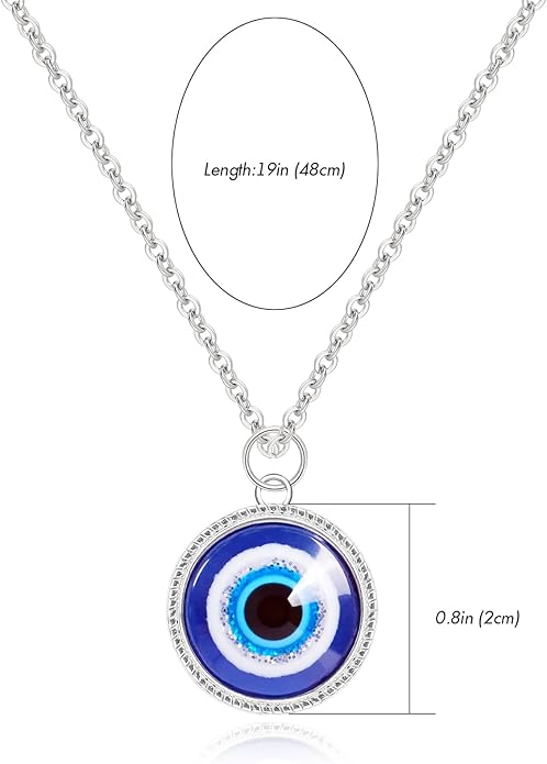VIBILIA Evil Eye Necklace Sun Pendant Turkish Blue Eye Protection Lucky Necklaces Jewelry Gifts for Men Women (Sun) - Silver