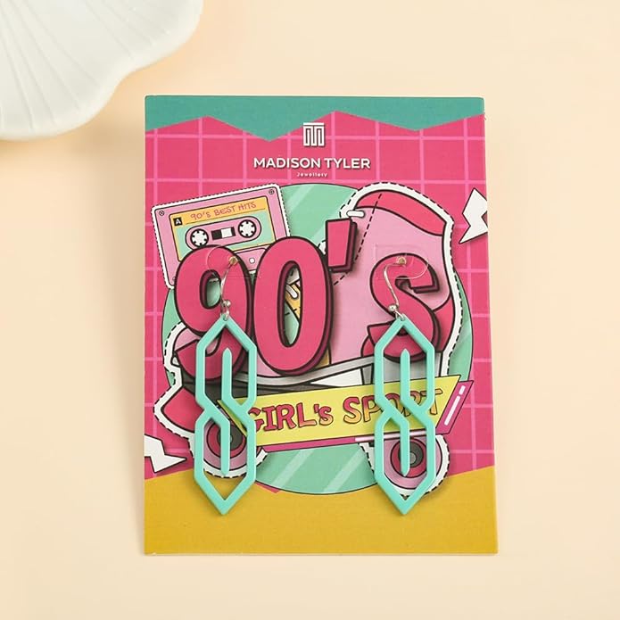 Madison Tyler 80s 90s Sport Earrings for Women | Funny Dangle Earrings for Women | 90s Vintage Dangling Earrings for Women | Jewelry Gift for Women