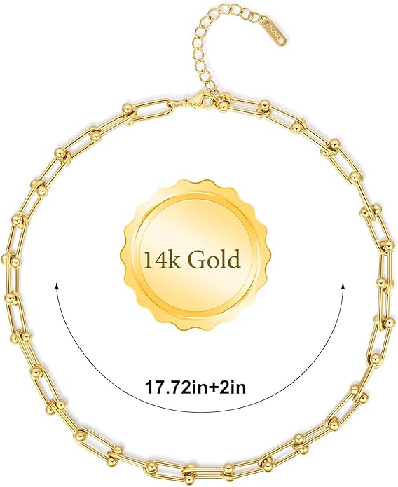 Choker Necklace for Women Men Trendy | Sterling Silver Plated Necklace 14K Gold Plated Chunky Necklaces Thick Cuban Link Chain Hypoallergenic Statement Paperclip Necklace Punk Fashion Jewelry