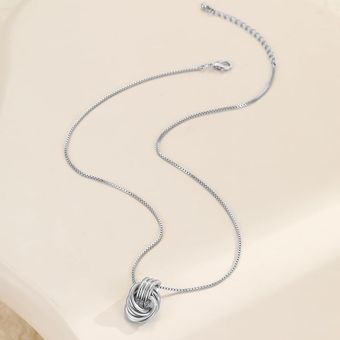 Gold Knot Pendant Necklace for Women Statement Gold Necklace 14K Gold Plated Knot Choker Trendy Jewelry