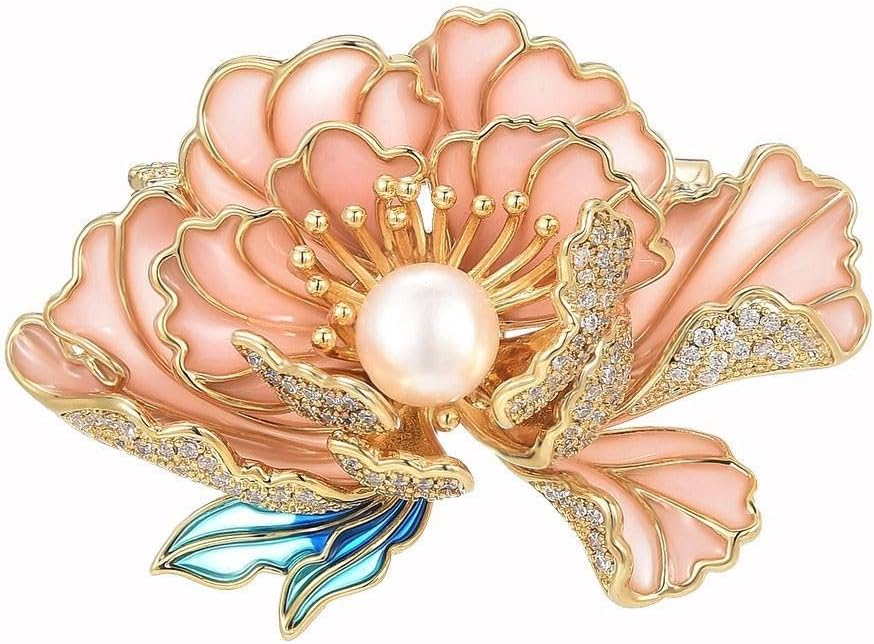 Flower Brooch Pin - Rhinestone Flower Pin 18k Gold Plated - Thanksgiving Day, Birthday, Wedding Gifts for Mom, Wife