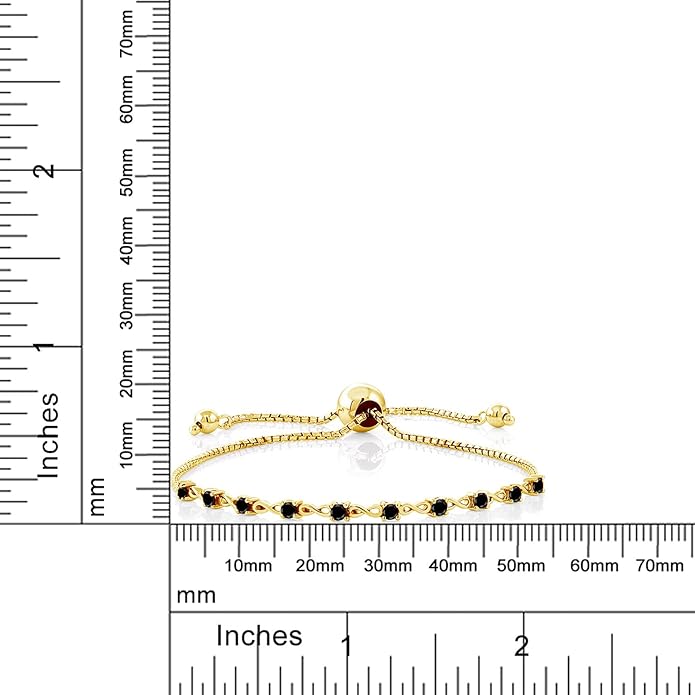 Gem Stone King Round Gemstone Birthstone Tennis Bracelet For Women | 925 Sterling Silver | 2.5MM Round | Fits Up To 9 Inch Wrist | Adjustable Bolo Bracelet For Women | Easy-On Easy-Off