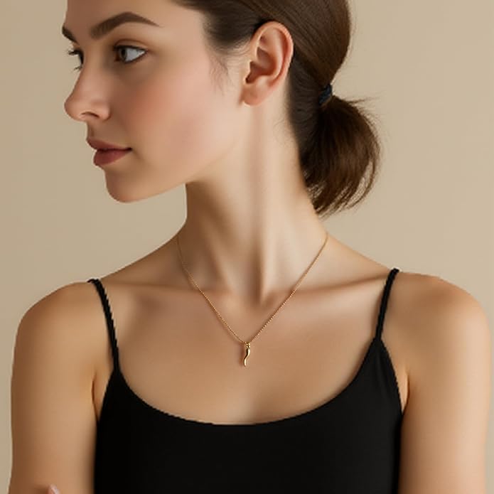 18k Gold Plated Necklace for Women Trendy Dainty Charm Evil eye Italian horn hummingbird starfish seashell bow elephant snake butterfly ladybug PendentMinimalist Delicate Jewelry for Women