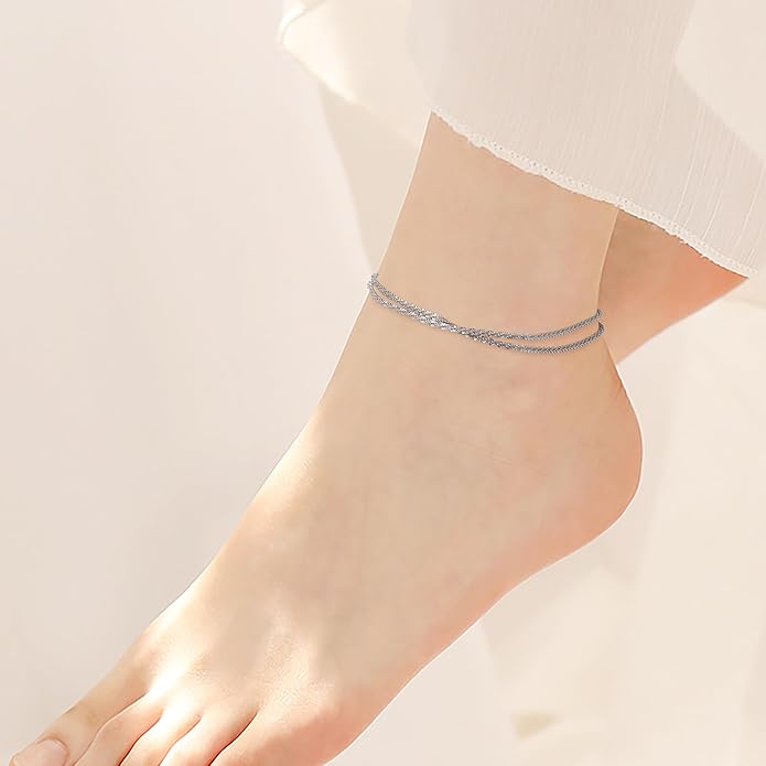 Jean Beau Gold Waterproof Ankle Bracelets for Women, Dainty Simple Non tarnish Foot Anklets Adjustable Summer Beach Jewelry Gifts