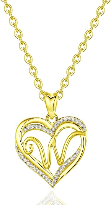 INFUSEU Unique Initial Necklaces for Women Girls Small Heart Letter Jewelry, Meaningful Personalized Gifts