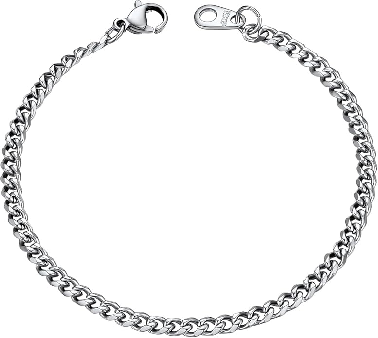 U7 Link Bracelets for Men, Cuban Link/Rope/Watch Band Solid Bracelet, Silver Black Gold Color Wrist Bracelet 3/6/9/12/15mm Width, 6.5/7.5/8.3 Inch Length, Hand Chain Jewelry for Mens Women