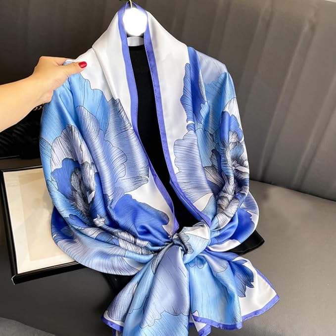 Clysoru Silk Scarf For Women Hair Scarves Lightweight Satin Elegant Shawl Wraps Bufanda Mujer Fashion Accessories 70.8"X35.4"