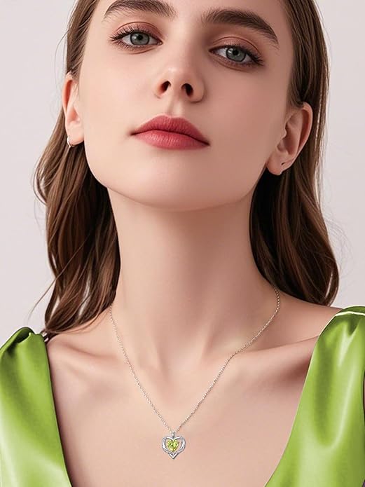 WINNICACA Birthday Gift for Mom Heart Necklace for Women 925 Sterling Silver Birthstone Necklace Jewelry Gift for Women Wife Her Girlfriend Sister