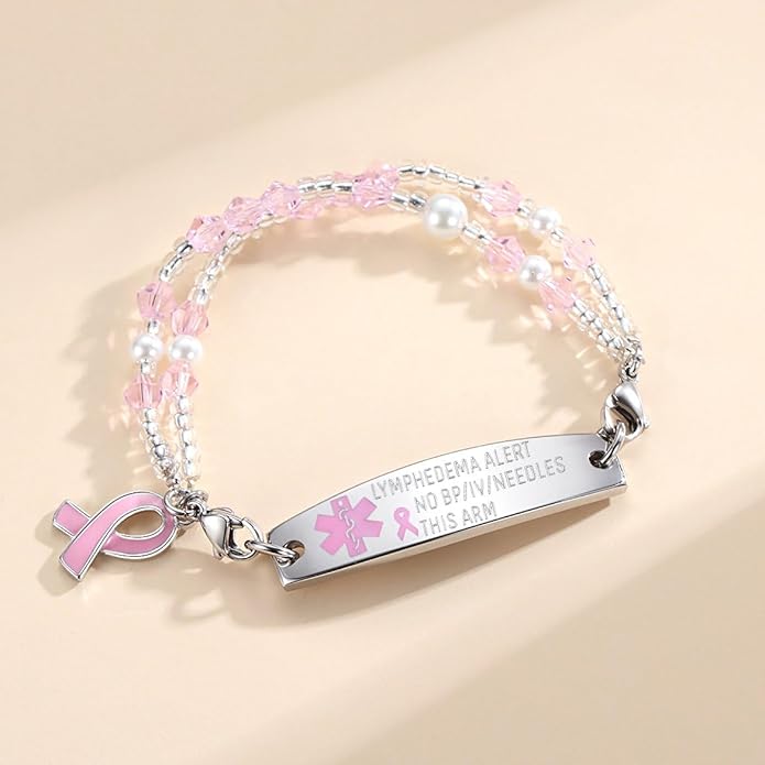 mnmoom 7.5 inch interchangeable Medical id bracelets for Women beads Medical alert bracelets with customize engraving