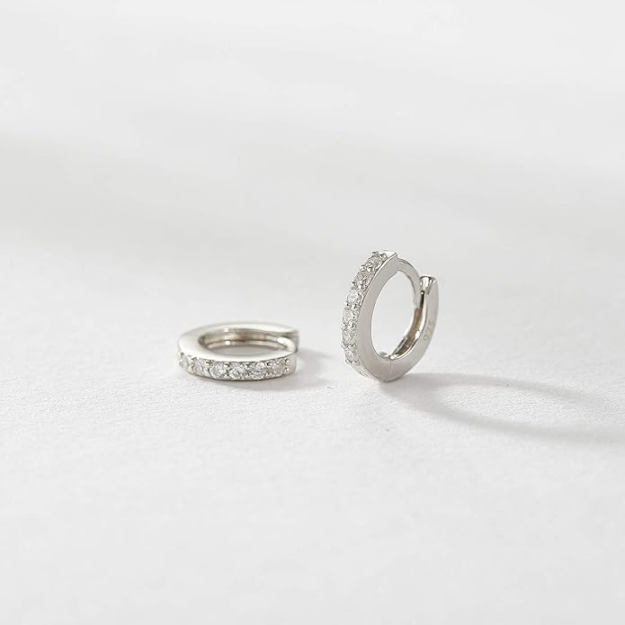 SWEETV 925 Sterling Silver Huggie Hoop Earrings for Women Girls-Tiny Small Cartilage Hoop Earring