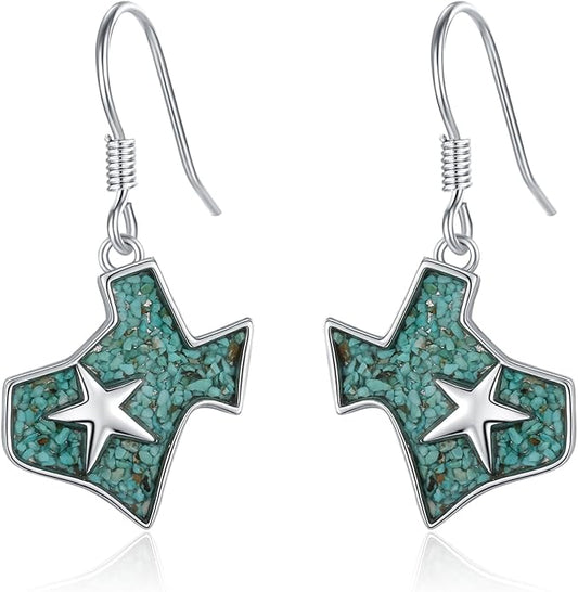 Western Earrings for Women 925 Sterling Silver Turquoise Western Country Dangle Drop Earrings Country Jewelry Gifts for Cowgirl Cowboy