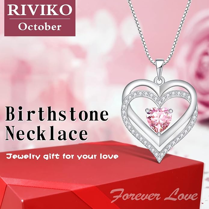 RIVIKO Infinity Heart Symbol Necklace for Women 925 Sterling Silver Love Heart Pendant Valentine's Day Mother's Day Anniversary Birthday Christmas Jewelry Gifts for Women Mom Wife Sister Her Friends