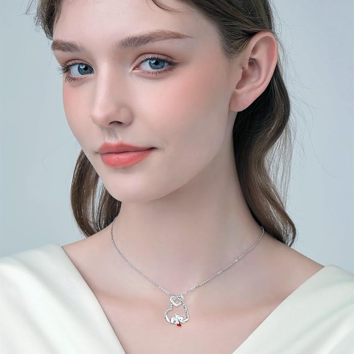 AOBOCO I Love You Forever Elephant/Koala/Sloth Cute Animal Heart Pendant Necklace with Austrian Crystal, Valentines Anniversary Birthday Jewelry Gift for Women