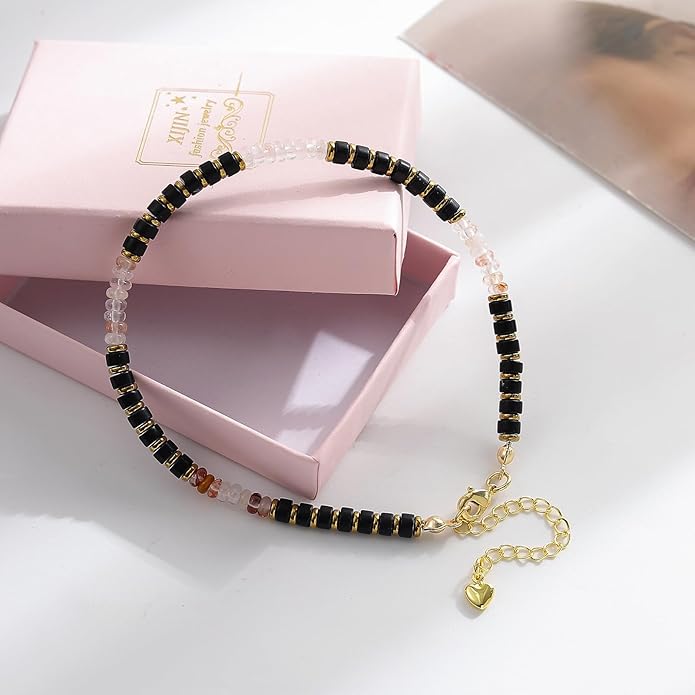 XIJIN Natural Stone Beaded Anklets for Women Handmade Beach Boho Turquoise Beads Ankle Bracelet Jewelry Gift for Her