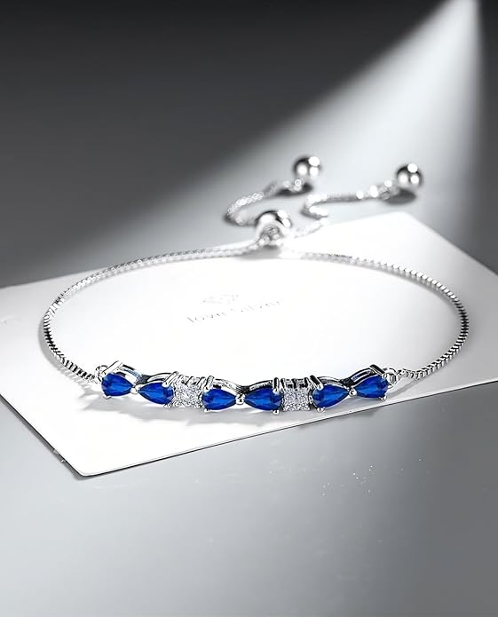 Italian Sterling Silver Women's Tennis Bracelets | Ladies' Sterling Silver Rope Adjustable Bracelet with Crystals | Gift for She