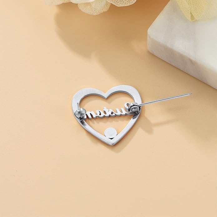 Custom4U Custom Name Pin Personalized Brooch Pins for Women Men Stainless Steel Name Tag with Letters/Initials - Silver/Gold/RoseGold/Black Customized Jewelry Gifts for Birthday Wedding Business Party