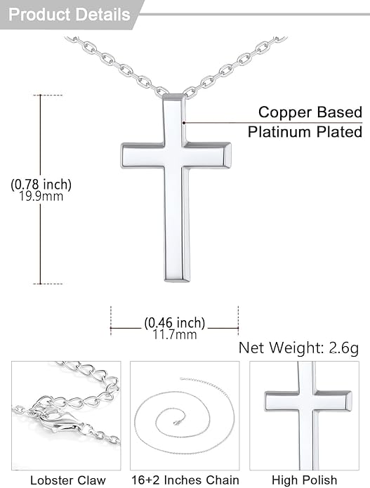 U7 Cross Necklace for Women,Silver/14K Gold Large or Small Cross Necklaces with CZ Diamond,Faith Birthday/Christmas Gift for Her Women Mother Daughter Grandmother