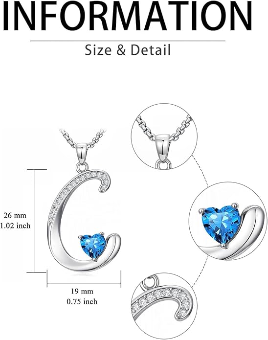 Christmas Gifts for Women Alphabet A to Z Initial Birthstone Pendant Necklaces for Women - 18k White Gold Plated Personalized Name Jewelry Valentine Mothers Day Birthday Gifts for Women Her Girlfriend