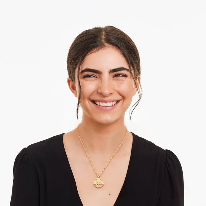 CANEVINKA 18K Gold Plate Coin Pendant Necklace for Women Dainty Compass Sunflower Necklaces Personalized Chain Layered Jewelry