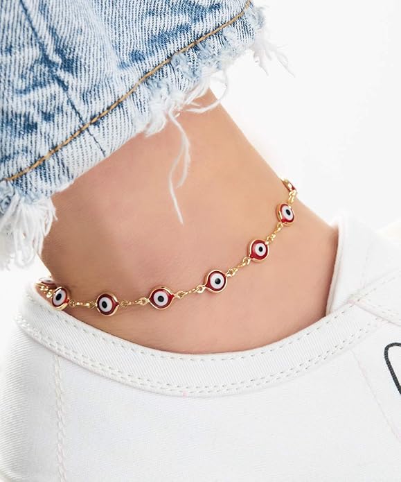 Barzel 18k Gold Plated Evil Eye Anklet Bracelet - Made In Brazil