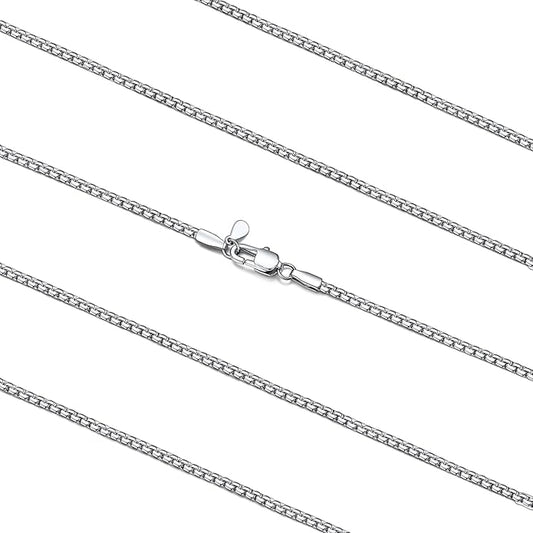 FaithHeart Mens Black/Silver/Gold Stainless Steel Flat Box Link Chain Necklace, Stylish 2/4/6/8mm Width Box Chains Necklaces for Men Non Tarnish Hip Hop Chain Jewelry Gifts,14"-30" Length
