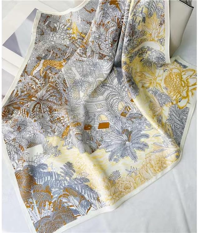 ANDANTINO 100% Mulberry Silk Square Scarf for Hair-25.6" X25.6'' Women Men Natural Silk Neckerchief Digital Printed Headscarf