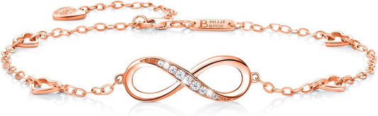 Billie Bijoux Womens 925 Sterling Silver Infinity Anklet Bracelet Endless Love Symbol Charm Adjustable Large Bracelet Gifts for Women