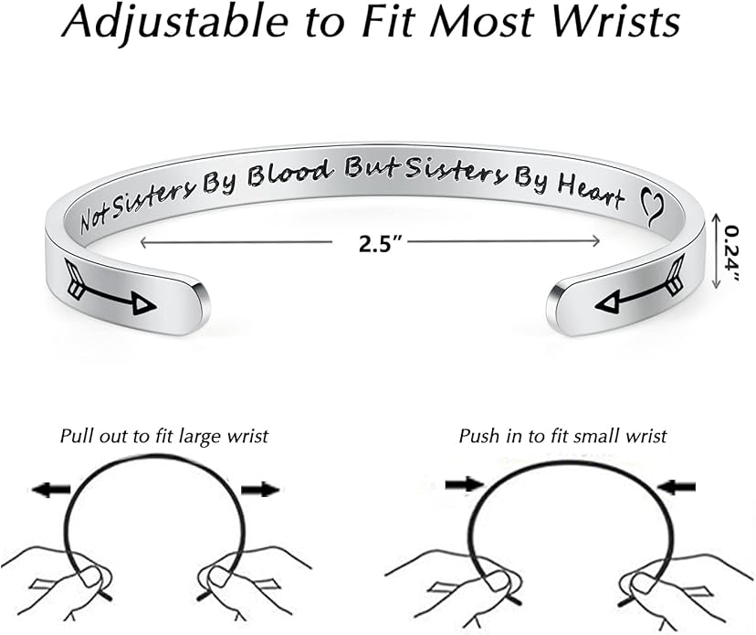 TONY & SANDY Inspirational Bracelets for Women Teen Girls Personalized Gifts for Daughter Granddaughter Mom Sister Friends Stainless Steel Engraved Cuff Birthday Easter Christmas