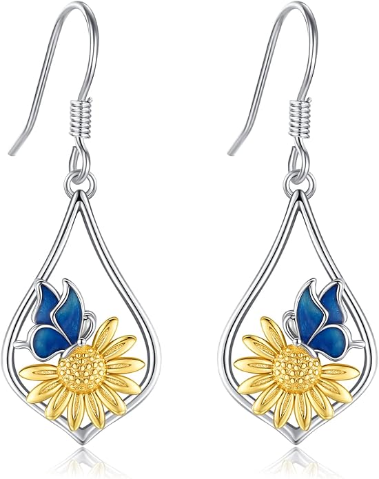 Sterling Silver Tree of Life/Flower/Bee/Animals/Cat/Hummingbird Dangle Earrings Moonstone Turquoise Drop Leverback Earrings Jewelry Gifts