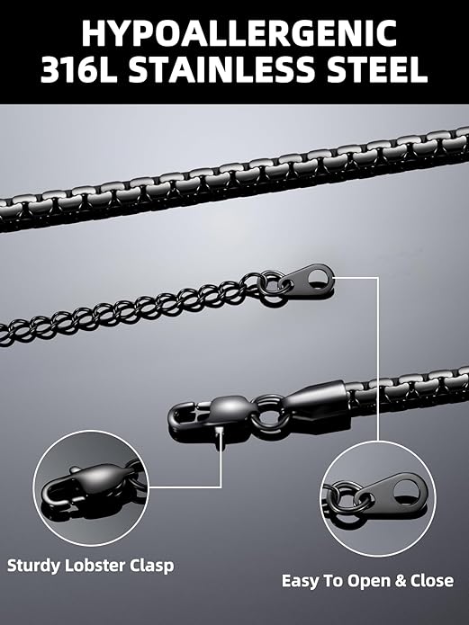 Bestyle 18K Gold Plated/Silver/Black Chain for Men, Hypoallergenic 2/4/6/8mm Stainless Steel Flat Link Chain Necklace for Men & Women Hip Hop Jewelry, 14-30"