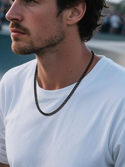 ChainsPro Chunky Miami Cuban Link Chains for Men,Stainless Steel Cuban Chain Necklace,4.8/6/10/14mm Width,No Tarnish& Thick Hip Hop Jewelry,18-30 inch Length, Black/Gold Plated/Silver,Send Gift Box