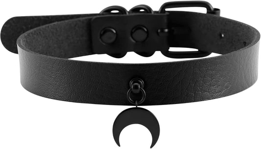 Black Choker Goth Necklace Pu Leather Choker Necklace for Women With Pendant Punk Emo Jewelry Gothic Collar Adjustable