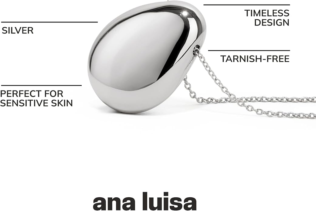 Ana Luisa Pebble Pendant Necklace for Women - 14K Gold Plated and Silver Rhodium Plated Trendy Small & Mini Teardrop Necklace with Lobster Clasp - Hypoallergenic, Water-Resistant, Tarnish-Free Jewelry