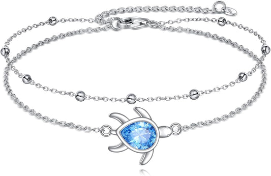 TIGER RIDER Dragonfly Anklet Sterling Silver Dragonfly Gifts Jewelry for Women with Crystal Birthday Anniversary