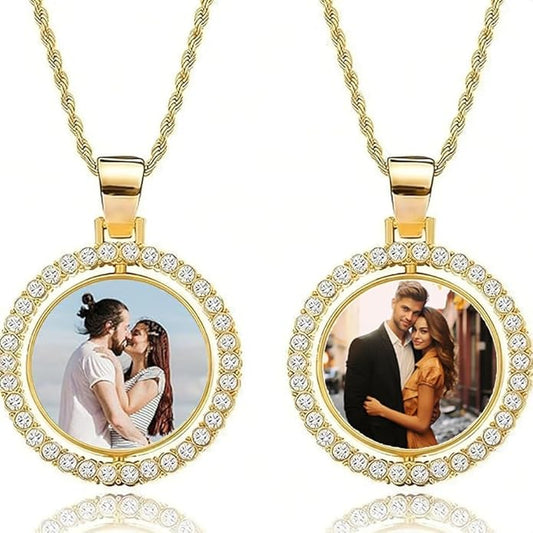 CLYLIFE Picture Necklace Personalized Photo,Custom Disc/Heart Pendant for Men Women Dad Mom Customized Necklace with Chain Photos Memorial Gifts for Mother's Day, Birthday, Anniversary