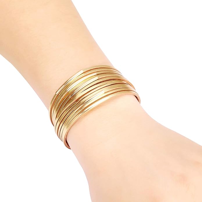 Fesciory Leather Wrap Bracelets for Women, Boho Leopard Multi-Layer Crystal Beads Cuff Bracelet Jewelry