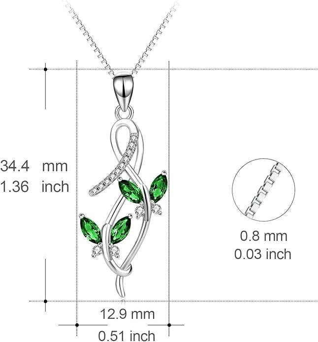 AOBOCO 925 Sterling Silver Infinity Butterfly Pendant Necklace with Birthstone Crystal from Austria, Anniversary Jewelry Gifts for Women